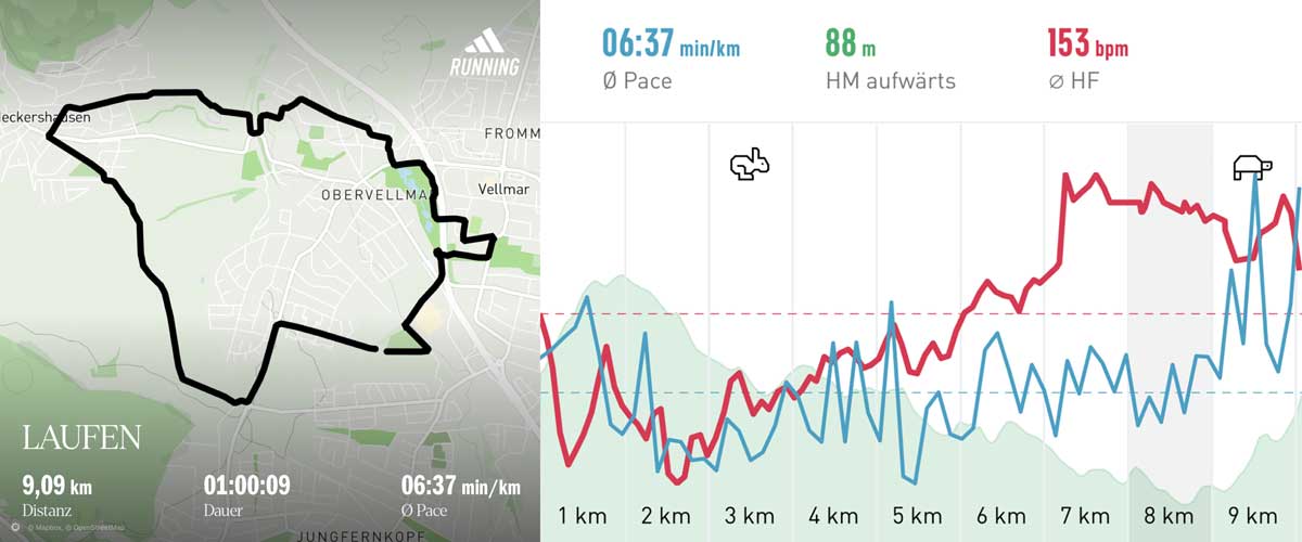 Laufgruppe 22. Januar 2025 Strecke