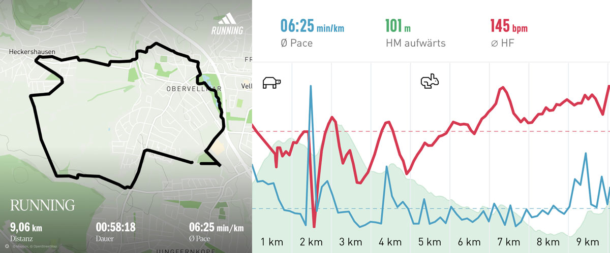 Laufgruppe 12. Juli 2025 Strecke