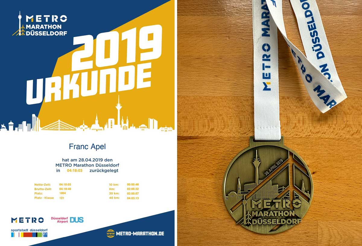 Düsseldorf Marathon 2019 Urkunde